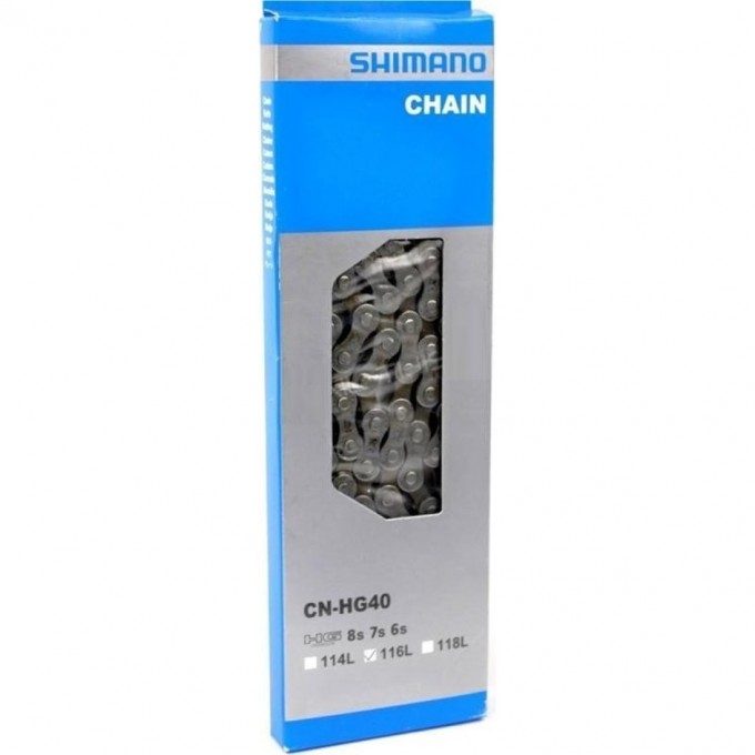Цепь SHIMANO HG40, 6/7/8 скоростей, 116 звеньев, замок UG51 ECNHG40116Q